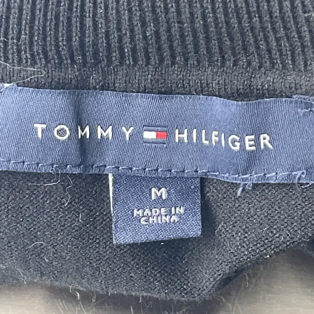 Tommy Hilfiger Women M Stripe Turtleneck Sweater Black White Classic READ Preppy